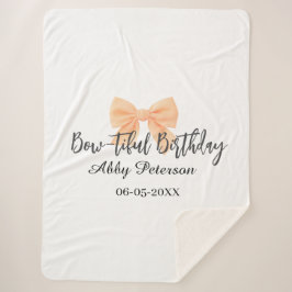 Bow-tiful birthday orange bow name date simple pas sherpa deken