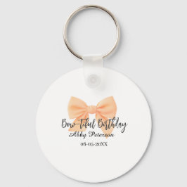 Bow-tiful birthday orange bow name date simple pas sleutelhanger