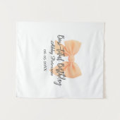 Bow-tiful birthday orange bow name date simple pas wandkleed (Voorkant (horizontaal))