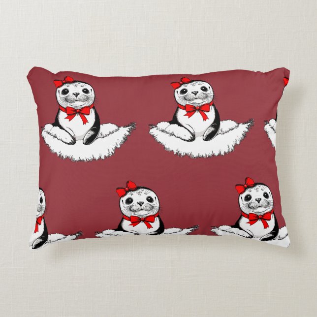 Bow-tiful Seal – Christmas Edition Accent Kussen (Voorkant)