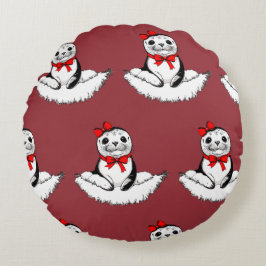 Bow-tiful Seal – Christmas Edition Rond Kussen