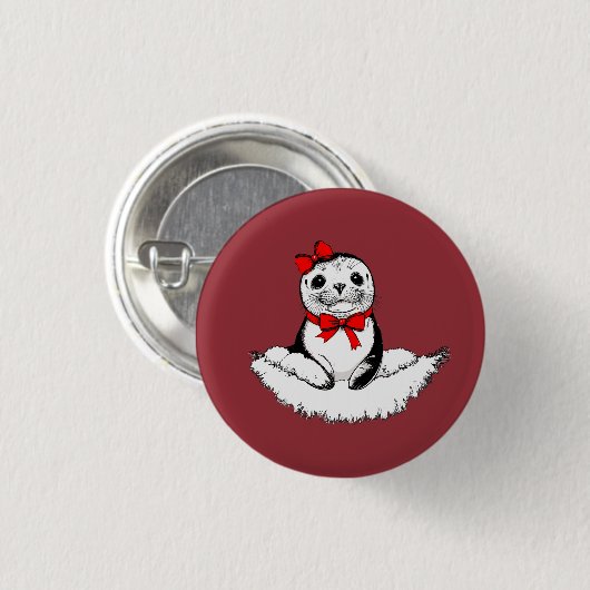 Bow-tiful Seal – Christmas Edition Ronde Button 3,2 Cm (Voorkant /achterkant)