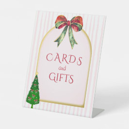 Bow Tis The Season Xmas Bridal Shower Cards & Gift Reclamebord Met Voetstuk