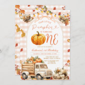 Bow Truck Pompoen 1e Verjaardag Herfst Herfst Bloe Kaart