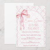 Bow uitnodigen, Vrijgezellenfeest, Coquette lint, Kaart (Voorkant / Achterkant)