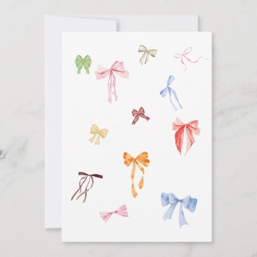 Bow Verjaardag Uitnodiging Klein Meisje Verjaardag (Achterkant)