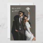 Bow Vintage Classic Black & White Photo Wedding Kaart (Achterkant)