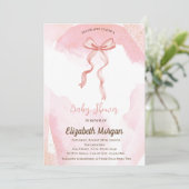 Bow Waterverf Paint Splash Roos Goud Baby shower Kaart (Staand voorkant)