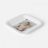 Bow Wavy Border Foto 1e verjaardag Papieren Bordje (Gebogen)