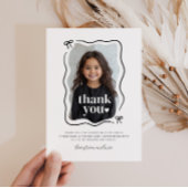 Bow Wavy Border Foto Verjaardag Bedankkaart