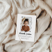 Bow Wavy Border Foto Verjaardag Bedankkaart