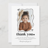 Bow Wavy Border Foto Verjaardag Bedankkaart (Voorkant)