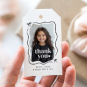 Bow Wavy Border Foto Verjaardag Cadeaulabel