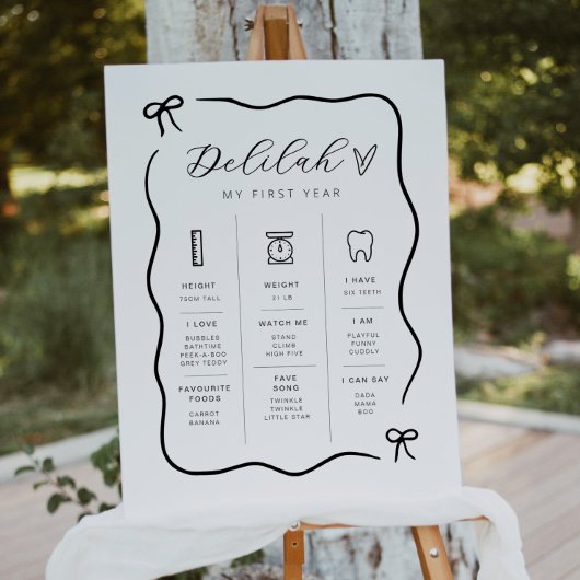 Bow Wavy Border Milestone Poster