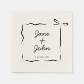 Bow Wedding Cocktail servetten Handgetrokken (Voorkant)