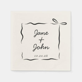 Bow Wedding Cocktail servetten Handgetrokken