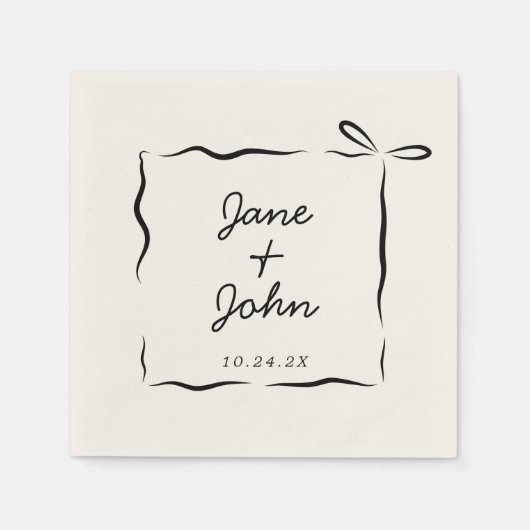 Bow Wedding Cocktail servetten Handgetrokken (Voorkant)