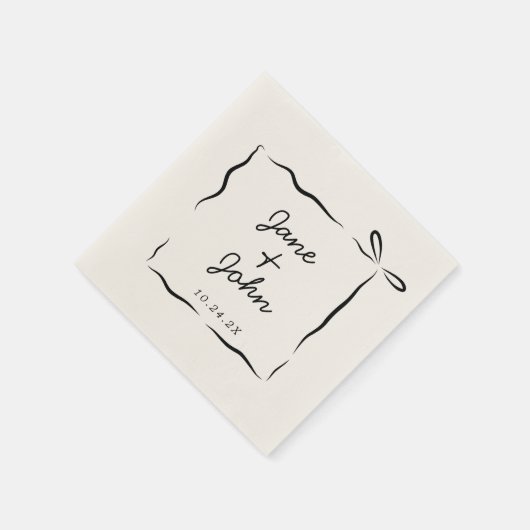 Bow Wedding Cocktail servetten Handgetrokken (Hoek)