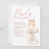 Bow White Pearls & Prosecco Rosé Bridal Shower Kaart (Voorkant)