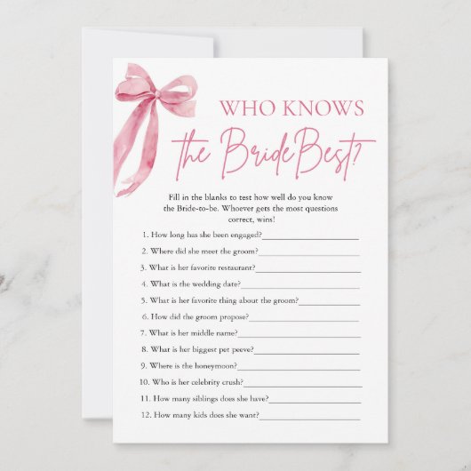 Bow Who Knows De Bruid Beste Vrijgezellenfeest Spe Kaart (Voorkant)