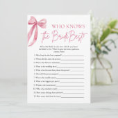 Bow Who Knows De Bruid Beste Vrijgezellenfeest Spe Kaart (Staand voorkant)