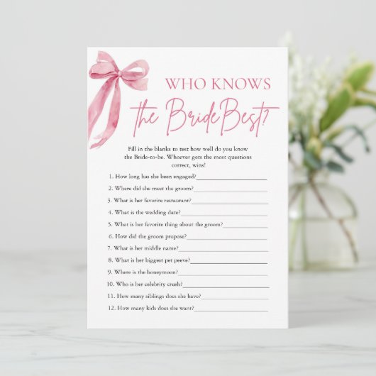 Bow Who Knows De Bruid Beste Vrijgezellenfeest Spe Kaart (Staand voorkant)