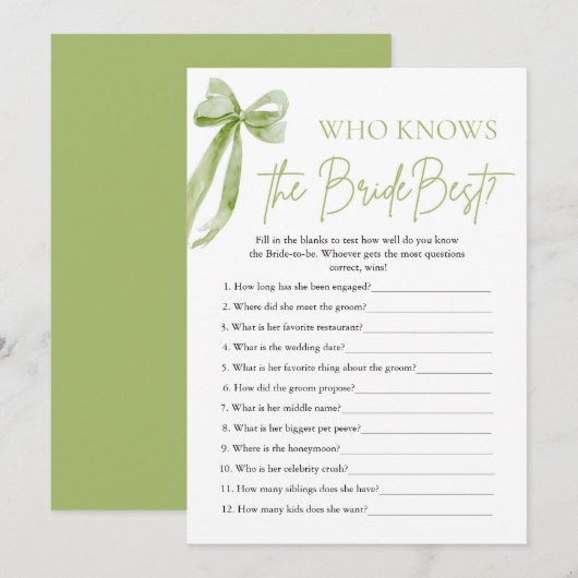 Bow Who Knows De Bruid Beste Vrijgezellenfeest Spe Kaart (Voorkant / Achterkant)