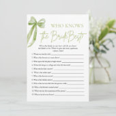 Bow Who Knows De Bruid Beste Vrijgezellenfeest Spe Kaart (Staand voorkant)