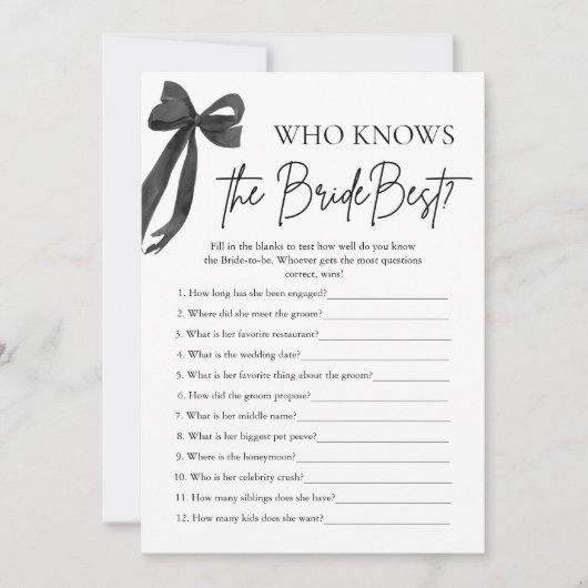 Bow Who Knows De Bruid Beste Vrijgezellenfeest Spe Kaart (Voorkant)