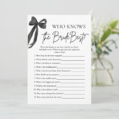 Bow Who Knows De Bruid Beste Vrijgezellenfeest Spe Kaart (Staand voorkant)