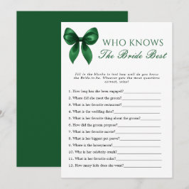 Bow Who Knows The Bride Best Bridal Shower Game Kaart