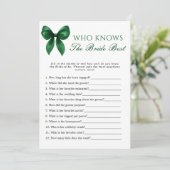 Bow Who Knows The Bride Best Bridal Shower Game Kaart (Staand voorkant)