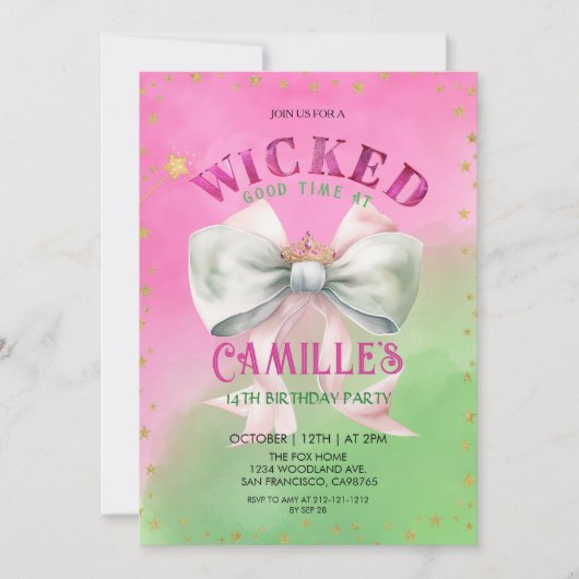 Bow Wicked Birthday Party  Invitation Kaart (Voorkant)