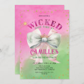 Bow Wicked Birthday Party  Invitation Kaart (Voorkant / Achterkant)