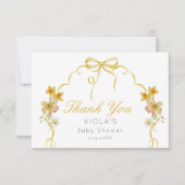 Bow wilde bloem Baby shower Dank u kaart (Voorkant)