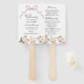 Bow Wildflowers huwelijksprogramma fan Handwaaier (Voorkant en achterkant)