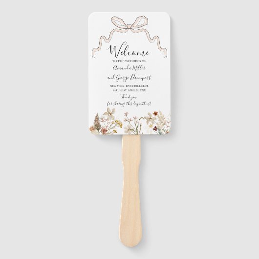Bow Wildflowers huwelijksprogramma fan Handwaaier (Voorkant)