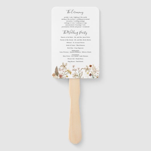 Bow Wildflowers huwelijksprogramma fan Handwaaier (Achterkant)