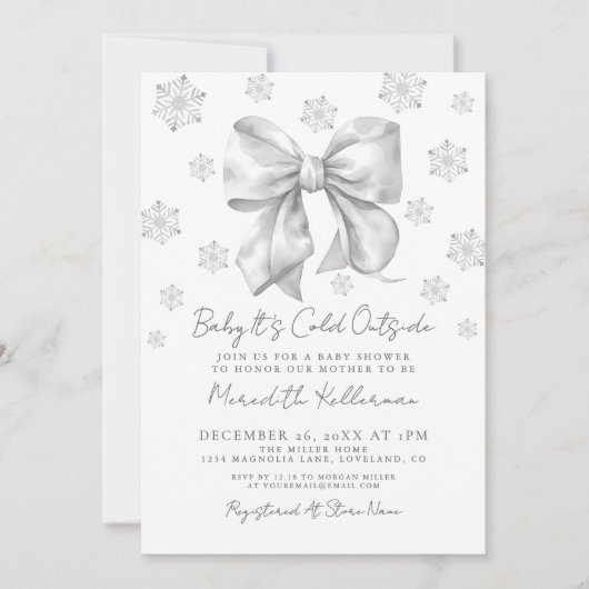 Bow Winter Baby shower Kaart (Voorkant)