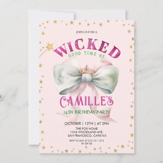 Bow Witches magical Birthday Party Invitation Kaart (Voorkant)
