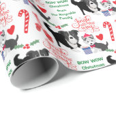 Bow Wow Border Collie Kerstmis Cadeaupapier (Rol Hoek)