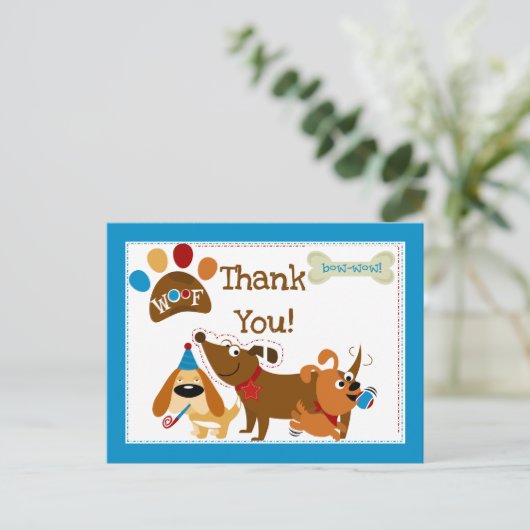 Bow Wow Dog Bedankt Briefkaart (Staand voorkant)