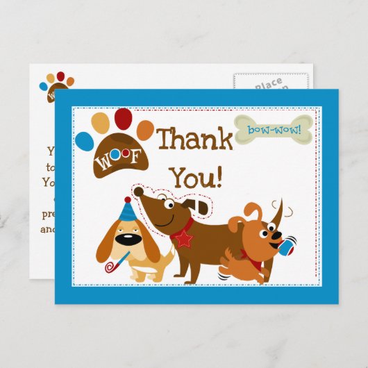 Bow Wow Dog Bedankt Briefkaart (Voorkant / Achterkant)