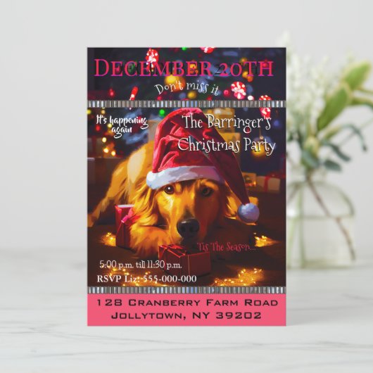 Bow Wow Grote Kerstman Jaarlijks Kerstfeest Kaart (Staand voorkant)