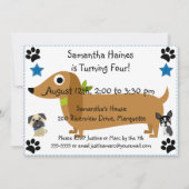 Bow wow hond verjaardag uitnodiging (Achterkant)