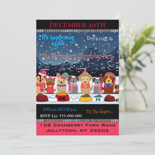 Bow Wow jaarlijkse kerstfeest Kaart (Staand voorkant)