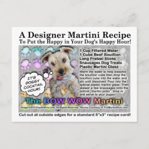 Bow Wow Martini voor honden Recept Briefkaart