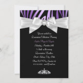 Bow & Zebra Print Paars zwarte foto Quinceanera Kaart (Achterkant)