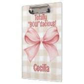 "Bowdacious" gingham met waterverf boog classic Klembord (Links)