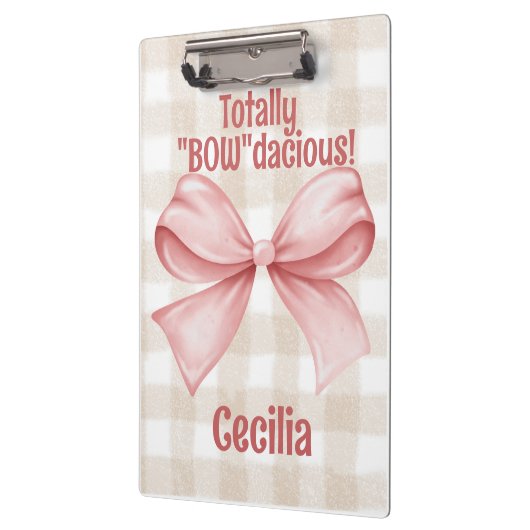 "Bowdacious" gingham met waterverf boog classic Klembord (Links)